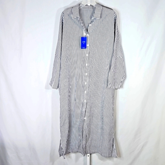 Chou Yatou Black & White Striped Dress Size Medium NWT - Picture 1 of 7